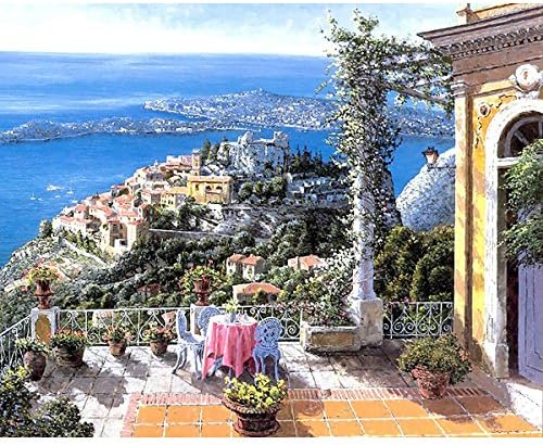 Fashionable DIY Oil Painting Drawn by Number Kits 16×20 inch for Home Decor Arts Gifts - Seaside Town