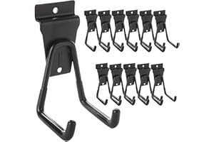 ZOFORTY 12 Pack Heavy Duty Slatwall Hooks & Hangers, Black, Modern Style, Wall-Mounted, Slatwall Accessories for Garage, Retail Stores, Holds Up to 50 lbs Each