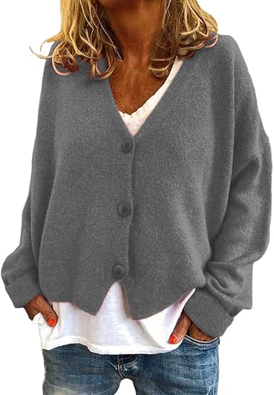 women's v neck button down cardigan sweater