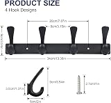 BOOKARROW Coat Hook Wall Mounted Matt Black Heavy Duty Aluminum Wall Coat Rack view 4