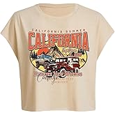 GORGLITTER Women's Graphic Print Cap Sleeve Crop Top Casual Round Neck Short Sleeve T-Shirt