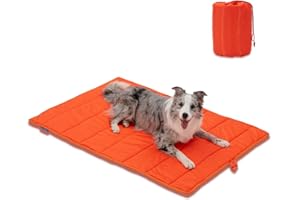 BDEUS 43x25In Large Size Outdoor Dog Bed, Waterproof & Portable Camping Travel Pet Mat, Easy to Clean, Washable Odor Resistant Pet Cooling Pad (Orange)