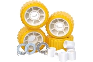 Tie Down Engineering 86144 5"" PVC Ribbed Wobble Roller Kit 4-Pk, Yellow, Standard