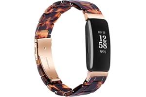 Wongeto Compatible with Fitbit Inspire 2 & Inspire/Inspire HR Bands for Women, Resin Strap Bands for Fitbit Inspire accssorises (Rose Gold+Tortoise)