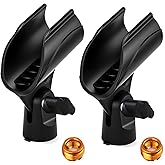 2 Pcs Universal Microphone Clip, Adjustable Mic Clip Holder for Mic Stand, Come with 5/8" Male to 3/8" Female Screw Adapter