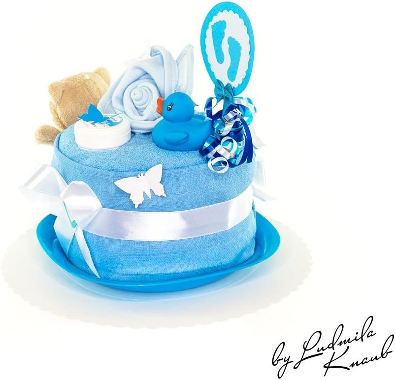 Anneweidinger Com Bapteme Baby Party Cadeau Original Et Pratique Pour Bebe Gateau Gateau Pampers Couches Cadeau Pour Bebe Garcon Dans Un Beau Bleu Ton Cadeau Pour La Naissance Couches Le Change