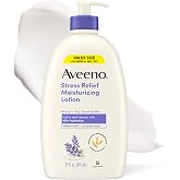 Aveeno Stress Relief Moisturizing Body Lotion, Lavender Scent, 33 fl. oz | Body Lotion with Prebiotic Oat for Sensitive Skin, Calms &amp; Relaxes with 48-Hour Hydration, Fast Absorbing, Non-Greasy