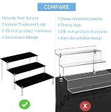 AZEAM 3 Packs Acrylic Riser 3 Tier Display Shelf Large Collection Organizer view 6