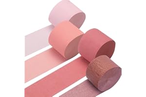 LAGYDSOVEF Light Pink Crepe Paper, 4Rolls 328ft Pack of Metallic Rose Gold, Pink, Dusty Pink Paper Party Streamers for Birthday Wedding Bachelorette Baby Bridal Shower Party Decorations DIY Decors