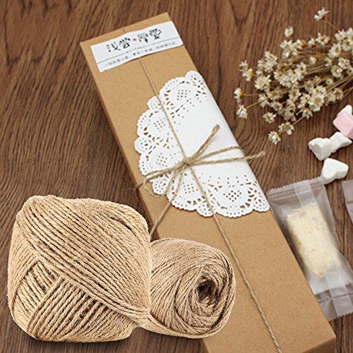 Adeeing 320 Feet Natural Jute Twine Arts Crafts Gift Twine Christmas Twine Industrial Packing Durable String Rope for Gifts, DIY Crafts, Festive Decoration Gardening Applications 1 PC