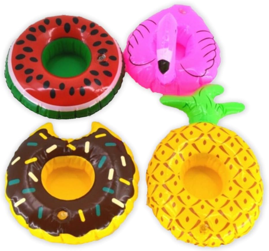 Inflatable Drink Holder Getränkedosenh Alter Flamingo Donut Melon Pineapple 4 Piece Set