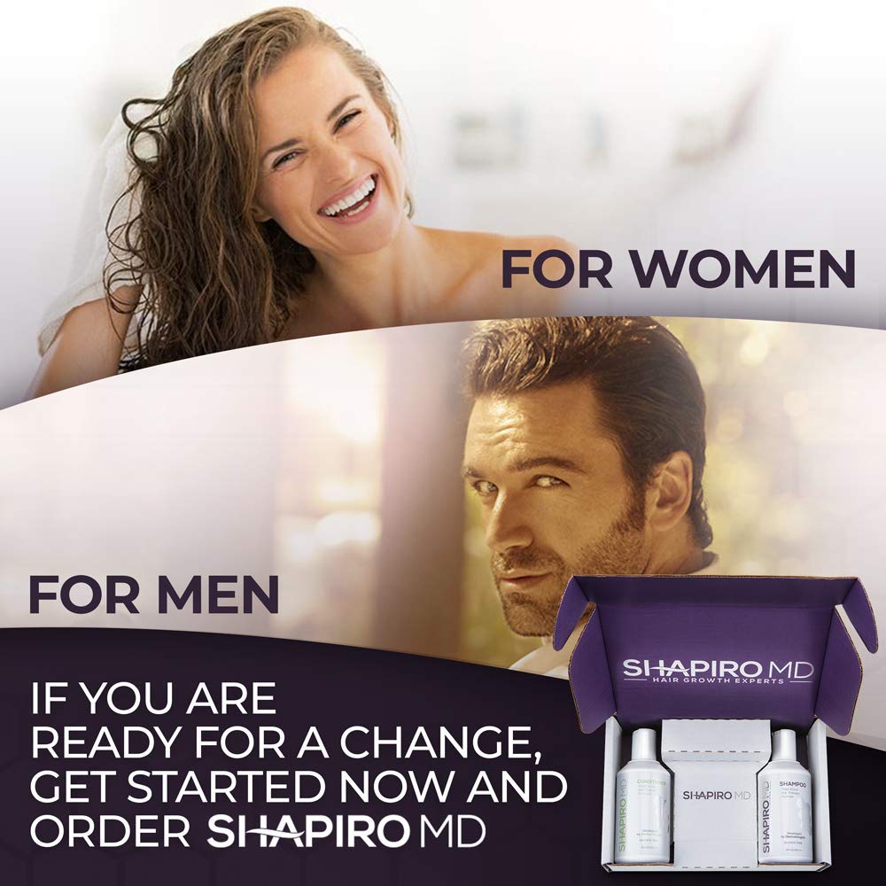 Hair Loss Shampoo | All-Natural Vegan Formula, DHT Blockers for Thinning Hair Developed by Dermatologists | Experience Healthier, Fuller and Thicker Looking Hair - Shapiro MD | 2-Month Hair Shampoo Supply: Beauty