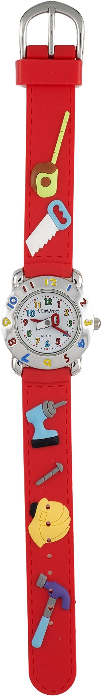Tomato Kids Watch with 3D Moving Saw in Red Strap and Stainless Steel Back
