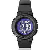 VIVIKEN Kids Watches Digital Sport Watches for Girls Boys Outdoor Waterproof Watches with Alarm Stopwatch Child Wrist Watch Ages 7-15-Black Purple
