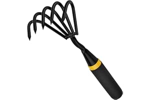 Kemaier Stainless Steel Hand Cultivator - Garden Rake: Great for Heavy - Duty Soil Loosening, Planting and Weed Removal