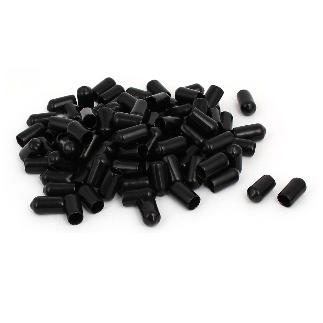 sourcingmap 7mm Inner Dia Rubber Hose End Cap Screw Thread Protector Cover Black 100pcs