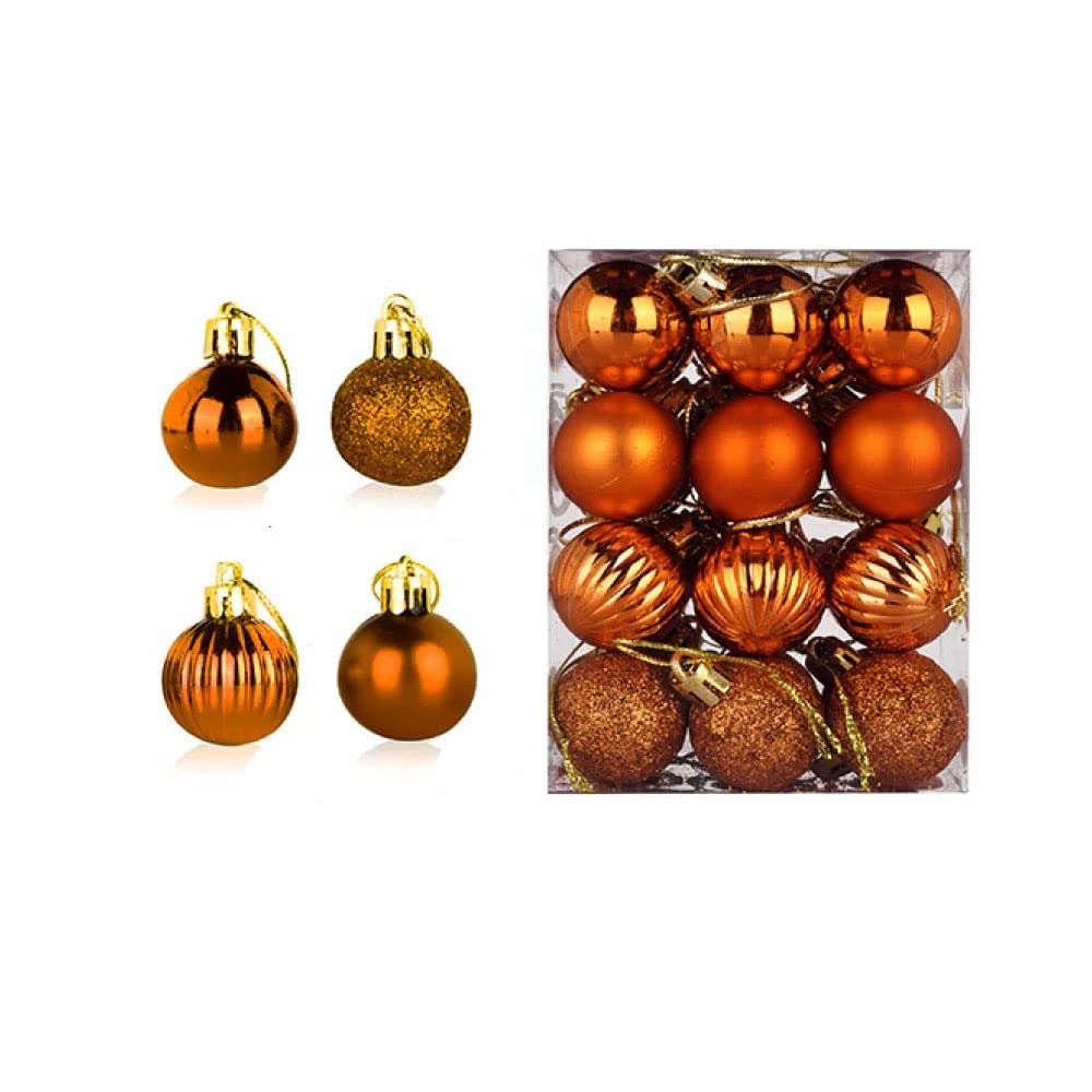 JunyueLiang Christmas Balls, Set of 24, 1.2 inches (3 cm) Diameter, Christmas Ornaments, Tree Balls, Christmas Party, Xmas Decoration, Luxurious, Stylish, 4 Types of Surface Treatment (Christmas
