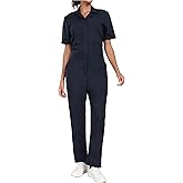 Ubon Women's Lightweight Coverall, Snap-Front Cotton Work Jumpsuit with Multi Pockets