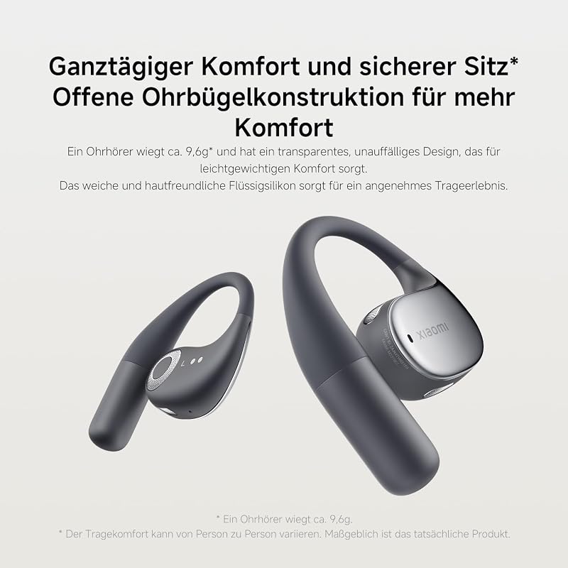 OpenWear Stereo - Leichter Bluetooth Open Ear Kopfhörer für den ganzen Tag mit 7.5 + 38.5 Stunden Akkulaufzeit, Hi-Res Audio, Dynamischer Treiber, KI-Rauschunterdrückung, Cosmic Gray