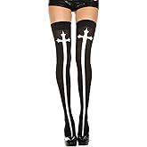 Music Legs Cross Print Stockings