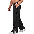 Deyeek Men's Tear Away Basketball Pants High Split Snap Button Casual Post-Surgery Sweatpants with Pockets