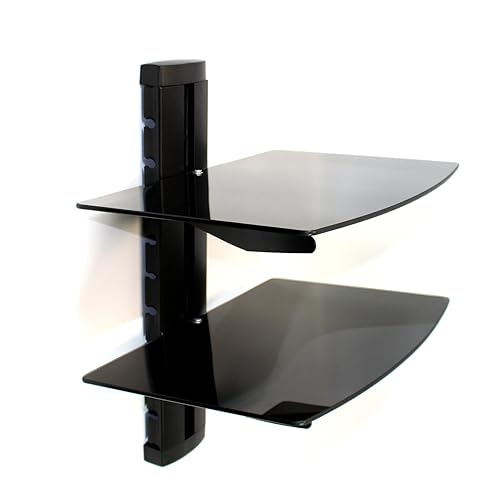 VonHaus 2tier Floating Black Shelves with Flat Black Wall Mount