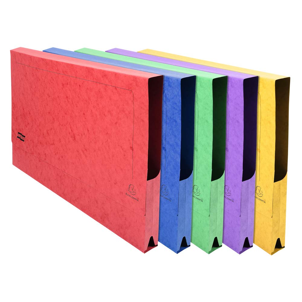 Exacompta Europa Document Wallets, 265 gsm, A3 - Assorted Colours, Pack of 25