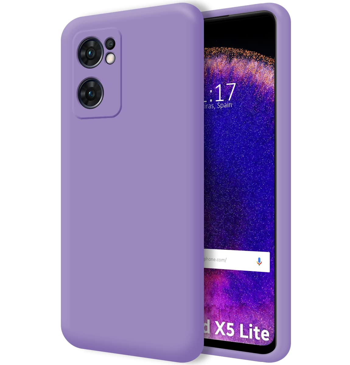 Tumundosmartphone Purple Ultra Soft Liquid Silicone Case Cover for OPPO Find X5 Lite