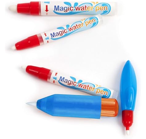 Visseto Aquadoodle Pens Replacement For Drawing Mat 4 Water Pens For Toddlers And 1 Brush Aqua Magic Pens Mess Free Doodle Pens For All Types Of Water Drawing