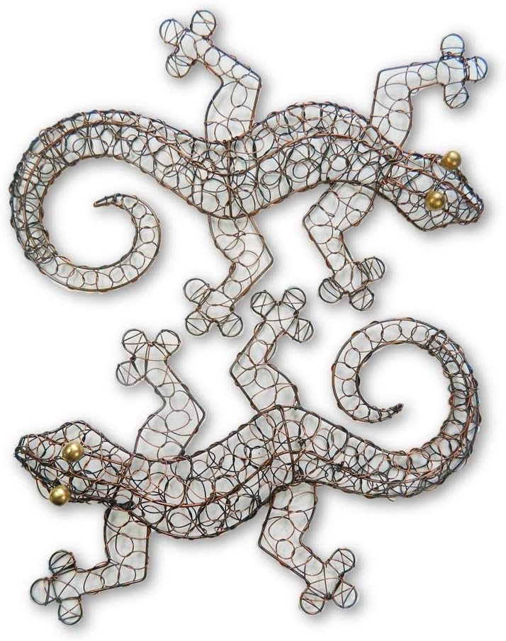 Gecko Wall Art Metal Geckos Lizard Set of 2 Bronze Wire Amazon.co