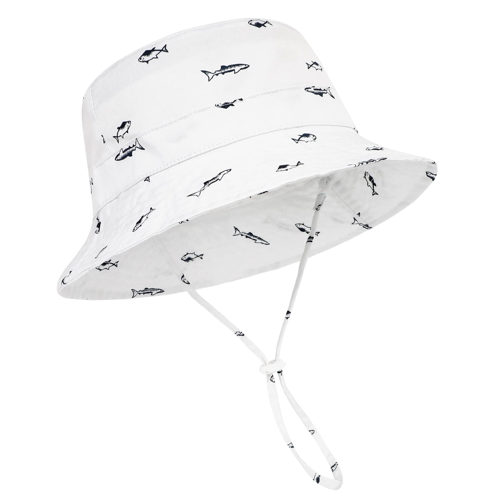 Photo 1 of Durio Baby Girl Sun Hat Sun Protection Hats Wide Brim, Summer Hat Beach Hat Toddler Hats for Girls Boys C White Fish 0-3 Months