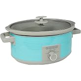 BLACK+DECKER 7-Quart Slow Cooker, SC2007D, Lid Holder, 3 Heat Settings, Extra Large Handles, Dishwasher Safe, Teal