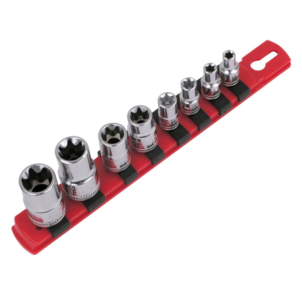 Wiha 77391 External Torx Socket Set on Rail, 8 Piece