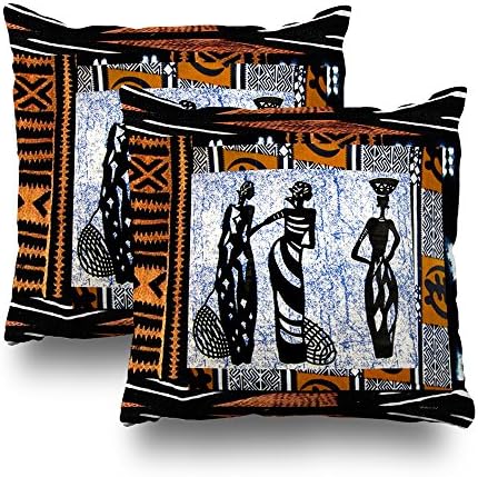 Soopat Decorative Pillows Covers 18"X18" Set of 2 Two Sides Printed Contemporary African Style Design Lumbar Pillow Throw Pillow Cases Decorative Home Decor Indoor Nice Gift Kitchen