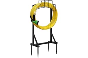 BCUEIDO Metal Garden Hose Holder, Freestanding Water Hose Holders for Outside, Heavy-Duty Detachable Hose Holder Storage for Lawn Yard