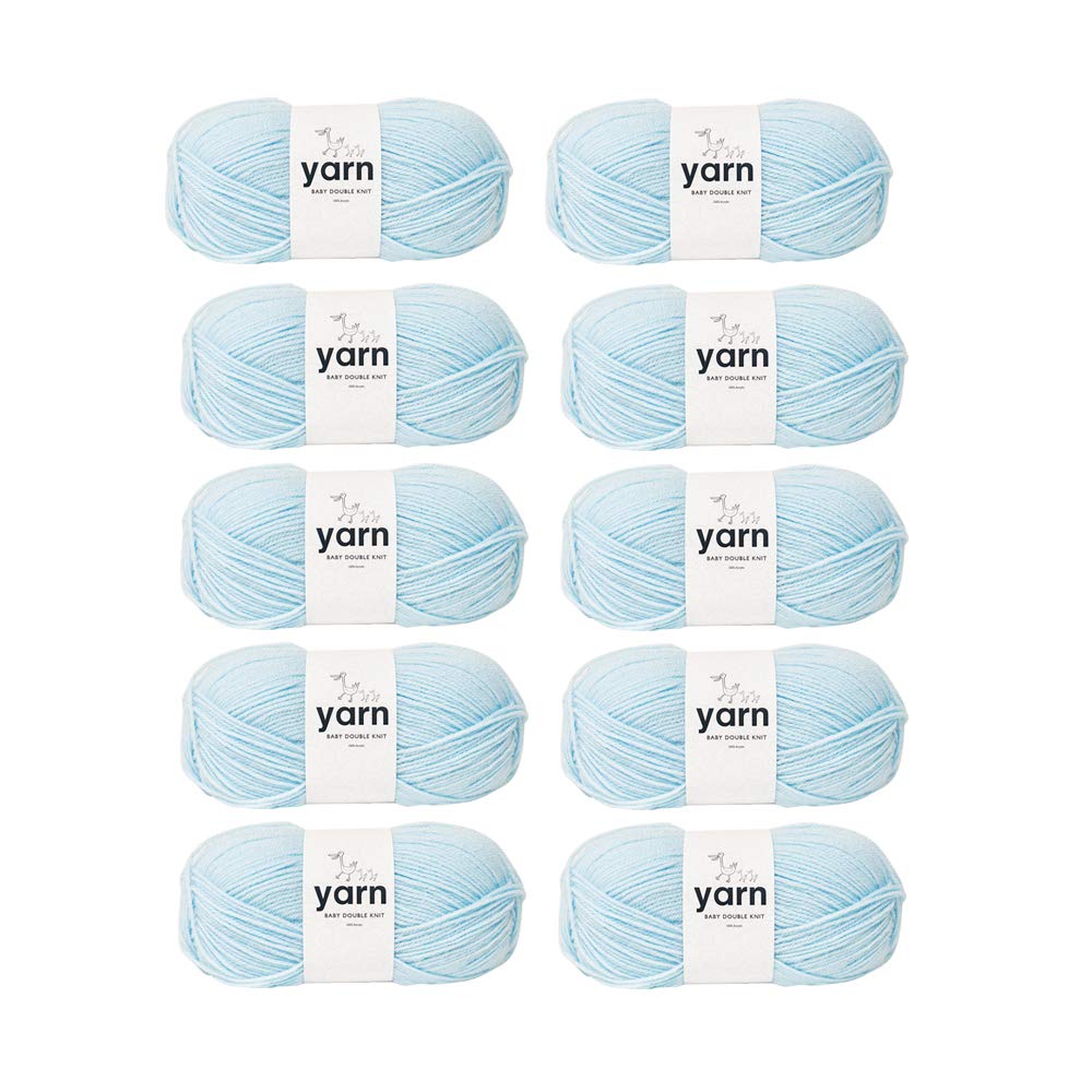 Korbond Baby Yarn Bulk Pack Bundle (Light Blue) — 10 x 100g Skeins of DK Acrylic Yarn — Lightweight, Hypoallergenic & Durable (1000g/2900m Total)