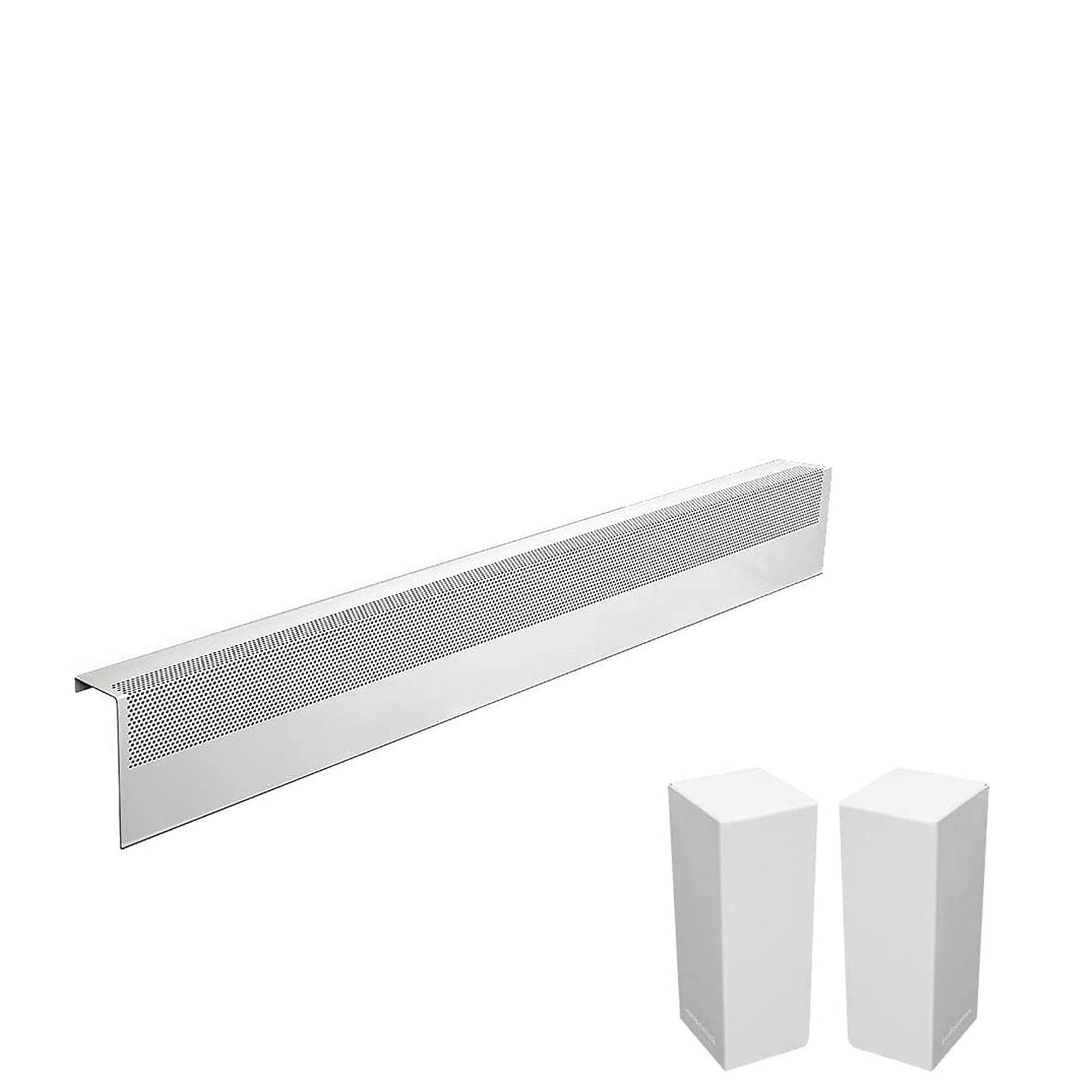 Baseboarders Basic Series 4 ft (48 in) Galvanized Steel Slip-On Baseboard Heater Cover + Left & Right Endcaps, Rust Resistant, White, for Hydronic Hot-Water Systems Image