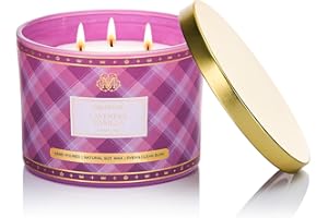 M&SENSE Plaid Pattern 3 Wick Soy Candles,11.64 oz Candle Gift for Women and Men Home Scented Lavender Vanilla