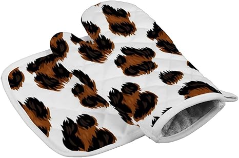 Wrution - Manoplas de Cocina con Estampado de Leopardo, Resistente al