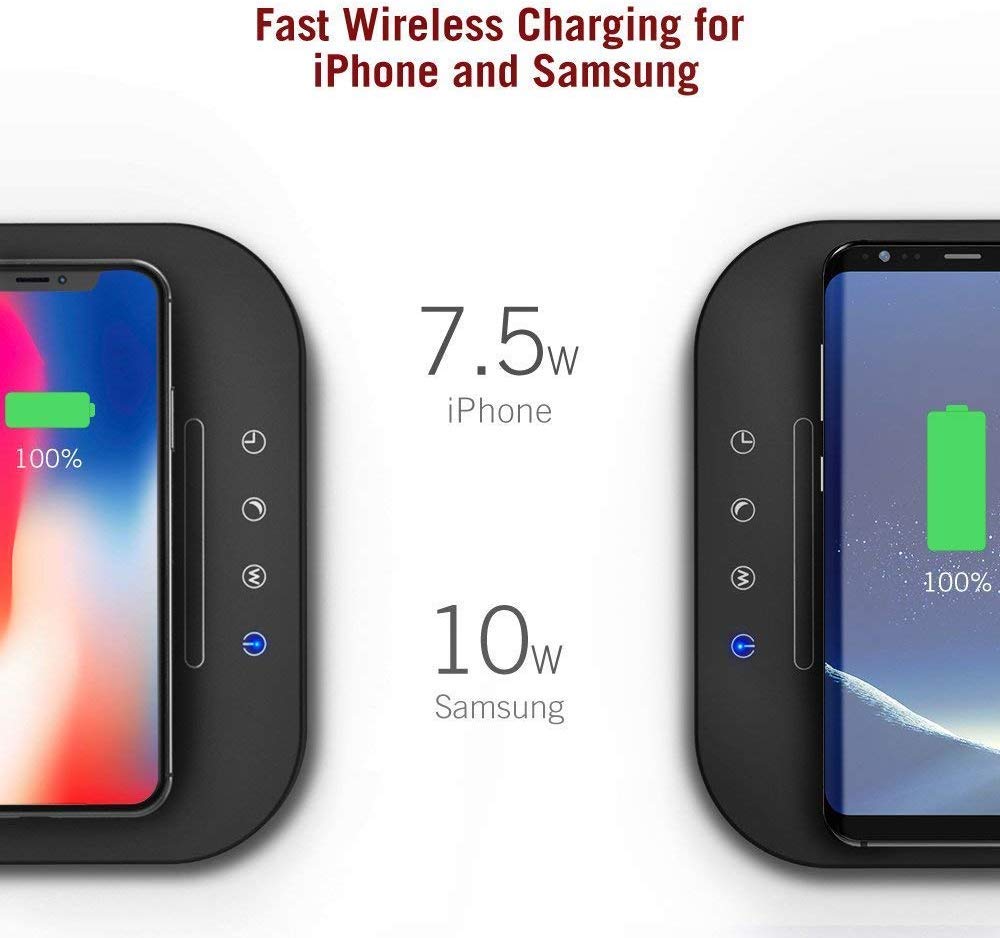 LED Desk Lamp with 10W Fast Qi Wireless Charger, Compatible with i-Phone Samsung Galaxy Phones and Note/pad, 3 Color Modes Dimmable Reading Table Lamp, Touch Control with USB Charging Port