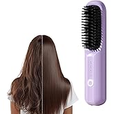 USB Cordless Negative Ion Hair Straightening Comb, Portable Straightener Brushs for Travel, with LCD Temperature Display, Portable Hair Straightener, Fast Heating Cordless Mini Hair Brushs (Purple)