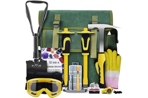 YTYLSJ 16-Piece Geological Rock Hammer Kit, Portable 32-ounce Hammer and Chisel Backpack Set, Suitable for Rock Hunting, Gold Mining, Ideal for Beginners and Enthusiasts.(yellow)