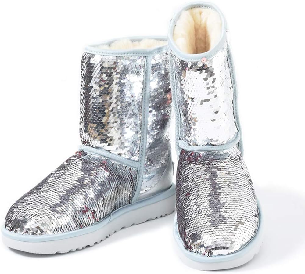 アグ Australia Classic Short Sequin クラシック ショート ムートン ブーツ スパンコール キラキラ メタリック シューズ シルバー 銀 Us5 21 5 22cm 並行輸入品 Ugg アグ ブーツ ブーティ Amazon