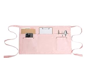 MIKI WELL Server Apron with 5 Pockets - Rivet buckle Unisex Short/Half Waiter Waist Short Apron