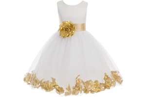 EKIDSBRIDAL Ivory Tulle Rose Floral Petals Toddler Flower Girl Dresses Bridal Gown 302T