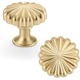 FAPUAL Brushed Gold Cabinet Knobs，10 Pack Solid Drawer Pulls for Dressers | Zinc Alloy，Screws Included，Single Hole，Smooth Feel，Vintage Cabinet Handles Hardware for Kitchen Cupboards Restyle