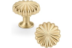 FAPUAL 10 Pack Gold Cabinet Knobs for Kitchen Cabinets and Dresser Drawers，Zinc Alloy Brushed Brass Hardware Handles Pulls，Vintage Cupboard Drawer Knob