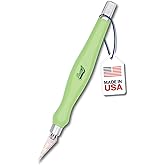 Excel Blades #11 Blade Fit Grip Craft Knife, Rubber Grip, Green | Ergonomic Handle, Ultra-Sharp Angled Carbon Steel Blade, Precision Cutting for Wood, Plastic &amp; Leather, Made in USA