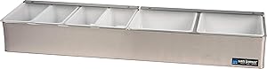 San Jamar B4246L Stainless Steel Non-Chilled Garnish Tray with Split Lid, 24" Width x 3-1/2" Height x 5-3/4" Depth