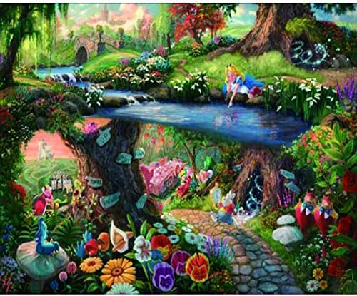 Full Square 5D DIY Hand Made Diamond Embroidery Painting Exquisite Stitch Tool Alice in Wonderland Picture Home decor-50x40cm